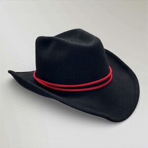 Western Express Inc Felt Cattleman Cowboy Hat Black w/ Red Cavalry Band USA